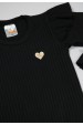 Conjunto Body Canelado Curto Menina - Preto - Ame Kids