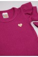 Conjunto Body Canelado Curto Menina - Bordô - Ame Kids