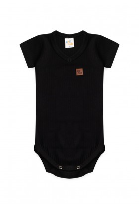 Conjunto Body Canelado Curto Menino - Preto - Ame Kids