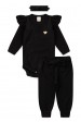 Conjunto Body Canelado Menina - Preto - Ame Kids