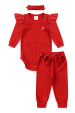 Conjunto Body Canelado Menina - Vermelho - Ame Kids