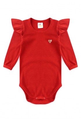 Conjunto Body Canelado Menina - Vermelho - Ame Kids