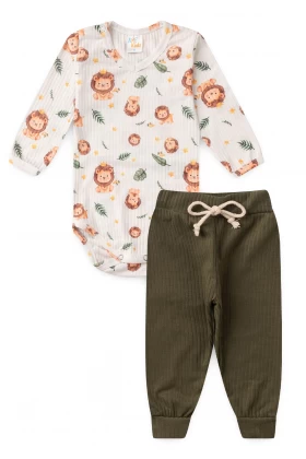 Conjunto Body Canelado Menino - Lion - Ame Kids