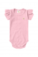Conjunto Body Canelado Curto Menina - Rosa Bebê - Ame Kids