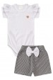 Conjunto Body Canelado - Branco / Pied de Poule - Ame Kids