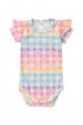 Conjunto Body Canelado Curto Menina - Xadrez Tie Dye - Ame Kids