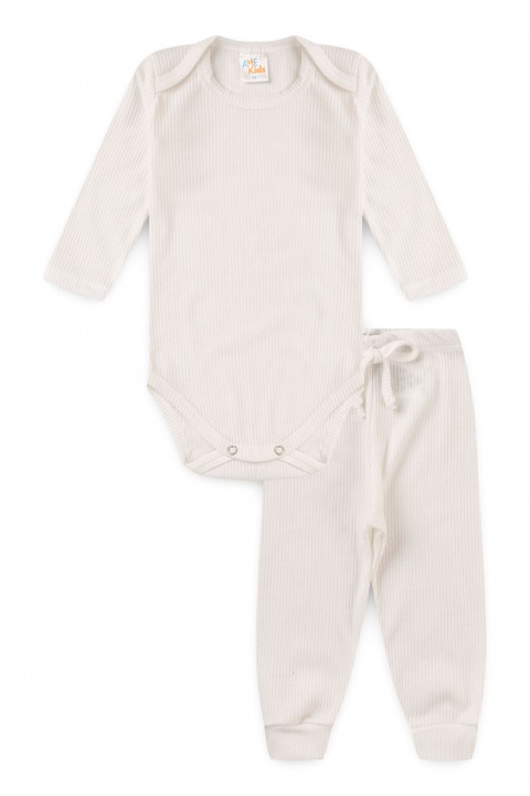 Conjunto Canelado Light Longo - Off-White - Ame Kids