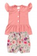 Conjunto Bata Shorts Verão Canelado Bebê - Pêssego - Ame Kids