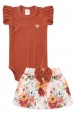 Conjunto Canelado Body e Saia Bebê - Terra - Ame Kids
