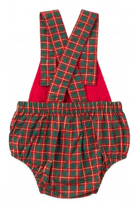 Romper Tricoline - Xadrez Natal Verde - Ame Kids