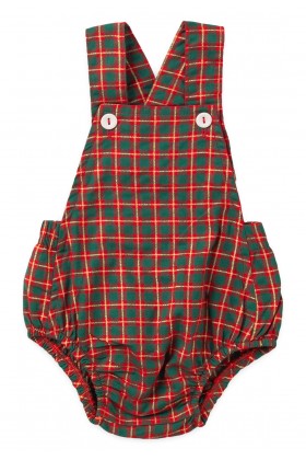 Romper Tricoline - Xadrez Natal Verde - Ame Kids