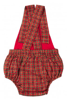 Romper Tricoline - Xadrez Natal Vermelho - Ame Kids