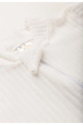 Macacão Plush Canelado Longo - Off-White - Ame Kids
