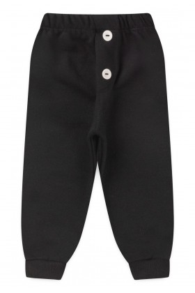 Calça de Moletom com Botões Infantil - Preto - Ame Kids