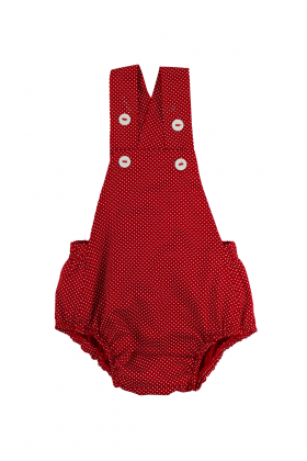 Romper Tricoline Poá - Vermelho - Ame Kids
