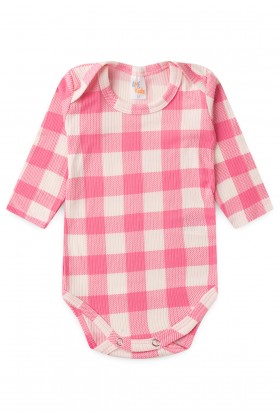 Conjunto Canelado Light Longo - Xadrez Rosa - Ame Kids