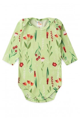 Conjunto Canelado Light Longo - Floral Verde - Ame Kids