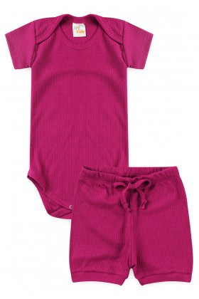 Conjunto Canelado Light Curto - Bordô - Ame Kids