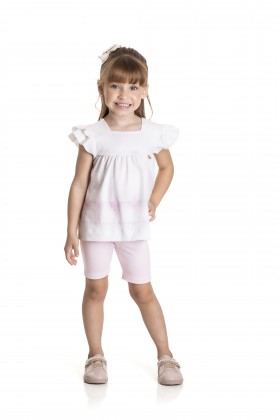 Conjunto Bata e Shorts - Off-White - Randa Mundu