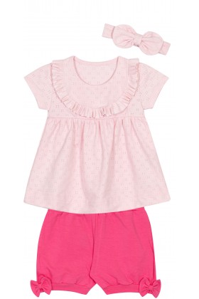 Conjunto Blusa e Shorts  - Rosa Bebê - Randa Mundu