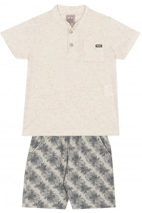 Conjunto Blusa e Bermuda  - Creme  - Randa Mundu