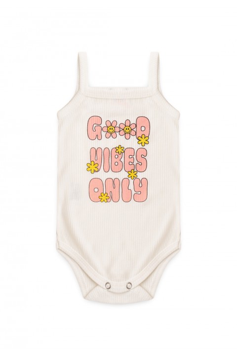 Conjunto Body Alcinha Canelado Menina - Margaridas Rosa Bebê - Ame Kids