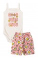 Conjunto Body Alcinha Canelado Menina - Margaridas Rosa Bebê - Ame Kids