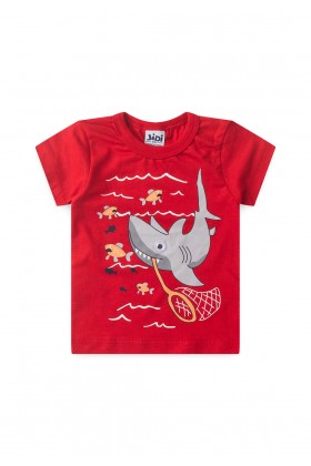 Conjunto Regata e Shorts Menino - Shark Vermelho - Jidi