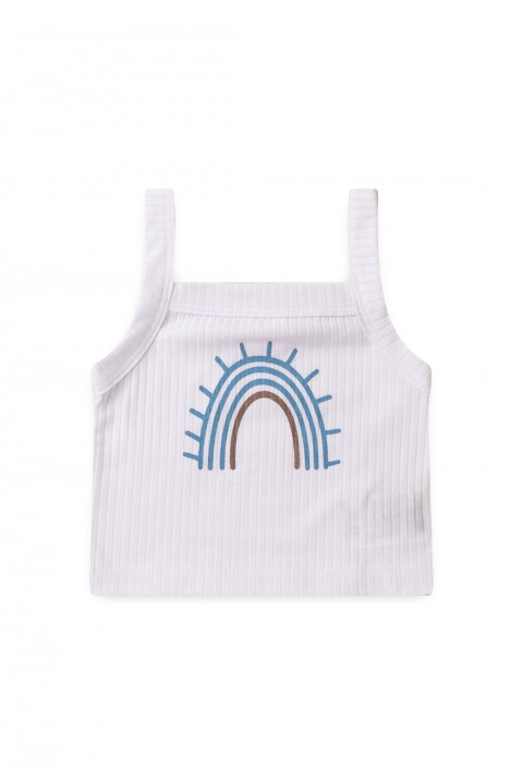 Conjunto Alcinha Canelado Curto Menina - Arco Iris Azul - Ame Kids