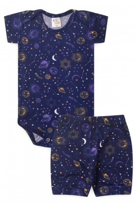 Conjunto Canelado Light Curto - Zodiac Azul Marinho - Ame Kids