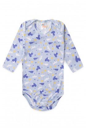 Conjunto Canelado Light Longo - Nuvens Azul Bebê - Ame Kids