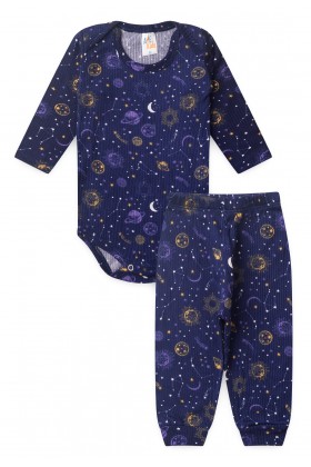 Conjunto Canelado Light Longo - Zodiac Azul Marinho - Ame Kids