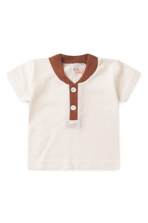 Conjunto de Blusa e Shorts Moscou Menino - Botões Avelã - Ame Kids