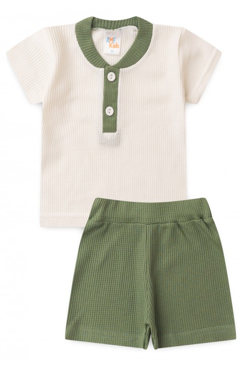 Conjunto de Blusa e Shorts Moscou Menino - Botões Verde - Ame Kids