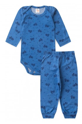 Conjunto Suede Longo Estampado - Azul Celeste - Ame Kids