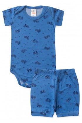 Conjunto Suede Curto Estampado - Azul Celeste - Ame Kids