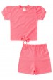 Conjunto Blusa Neon e Shorts Menina - Rosa - Ame Kids