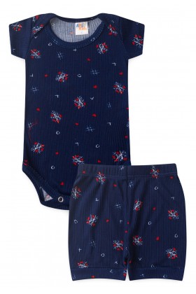 Conjunto Canelado Light Curto - Azul Marinho - Ame Kids