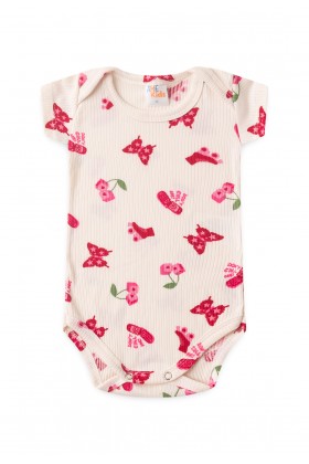 Conjunto Canelado Light Curto - Cherry Off-White - Ame Kids