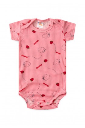 Conjunto Canelado Light Curto - Morango Rosa - Ame Kids