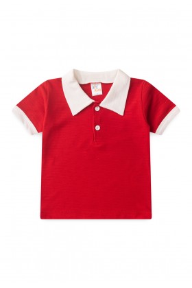 Conjunto de Blusa Polo e Shorts Marrocos Menino - Vermelho - Ame Kids