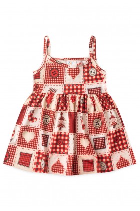 Vestido Alcinha Curto Menina - Xadrez Natalino - Ame Kids