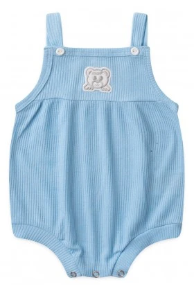 Romper Ursinho Canelado - Azul Bebê - Ame Kids
