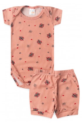 Conjunto Canelado Light Curto - Rosê - Ame Kids