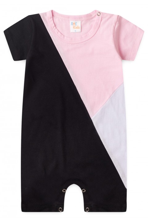 Macacão Curto - Rosa e Preto - Ame Kids
