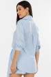 Camisa Alongada de Alfaiataria Feminina Moroe - Listrado Azul - Tlic Rio