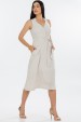 Vestido Midi de Alfaiataria Feminina Aurelia - Listrado Bege - Tlic Rio