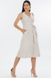 Vestido Midi de Alfaiataria Feminina Aurelia - Listrado Bege - Tlic Rio