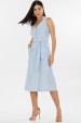 Vestido Midi de Alfaiataria Feminina Aurelia - Listrado Azul - Tlic Rio