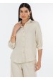 Camisa Manga 3/4 de Alfaiataria Feminina Francine - Natural - Tlic Rio